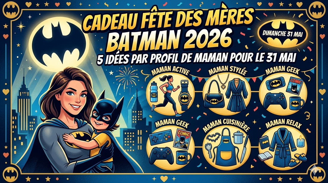 Cadeau Fête des Mères Batman 2026 : 5 idées par profil de maman pour le 31 mai