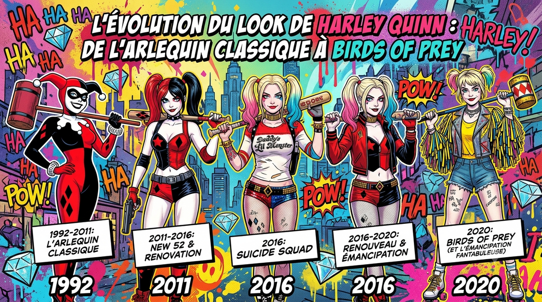 L'evolution du look de Harley Quinn : de l'arlequin classique a Birds of Prey