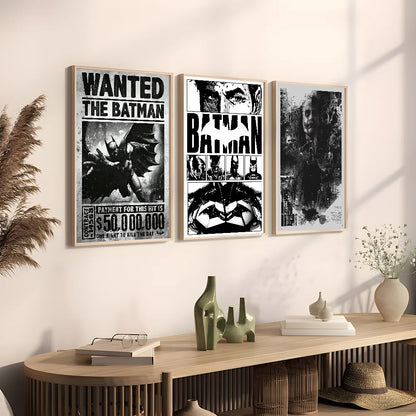 Poster Batman noir et blanc minimaliste