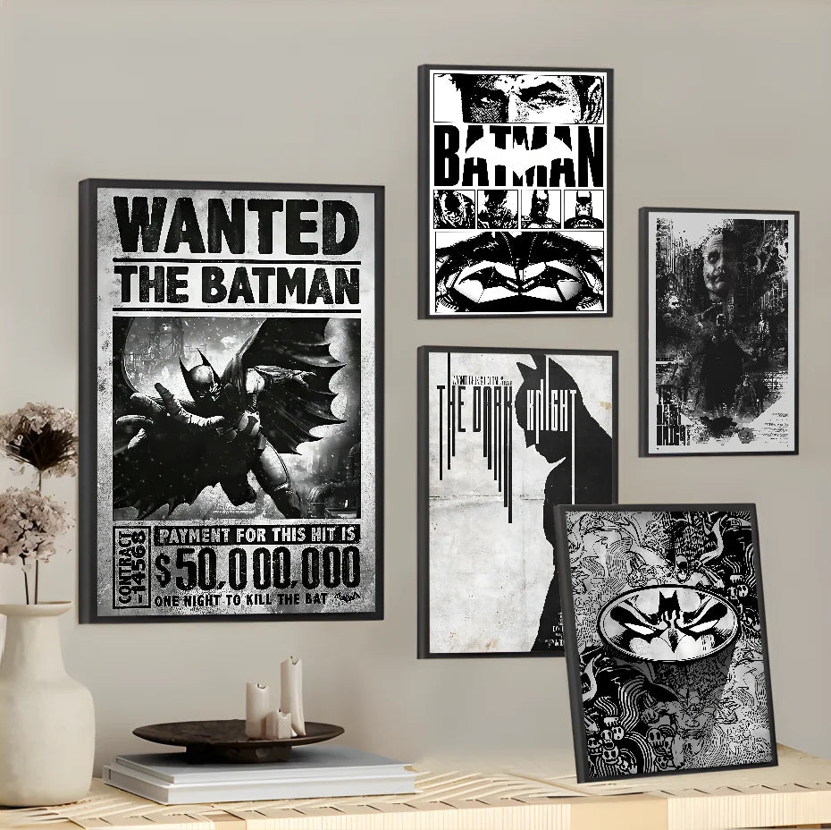 Poster Batman noir et blanc minimaliste