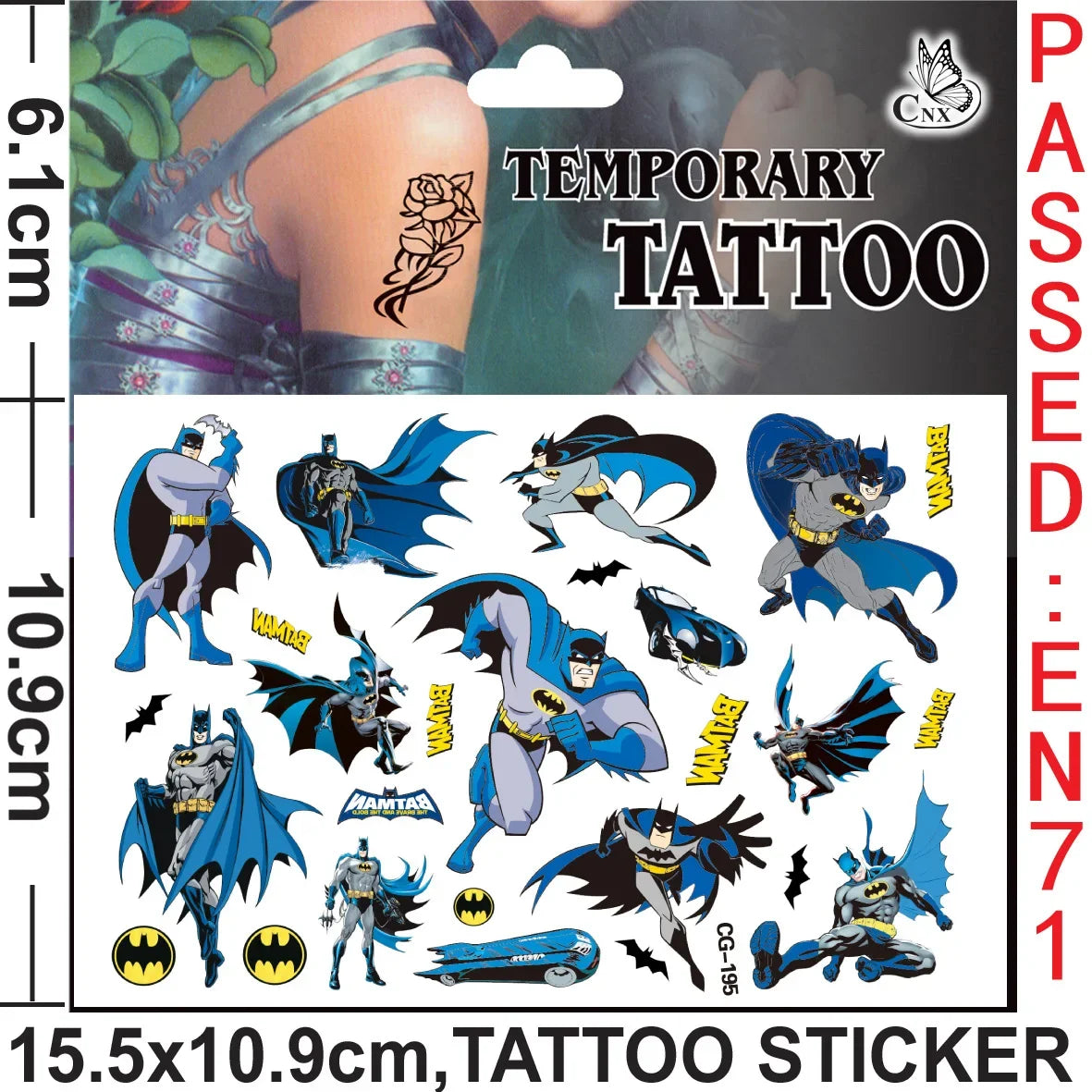 Batman Tattoo Stickers Waterproof Cute Sticker Funny Anime Birthday Party Supplies Decoration For Kids Women Men Gift