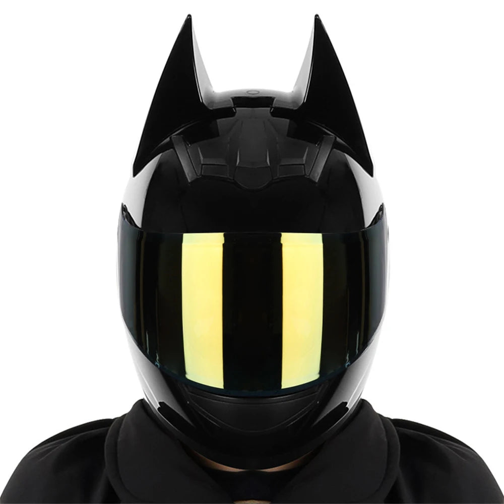 Casque de Moto Batman Plaque Doré Brillante