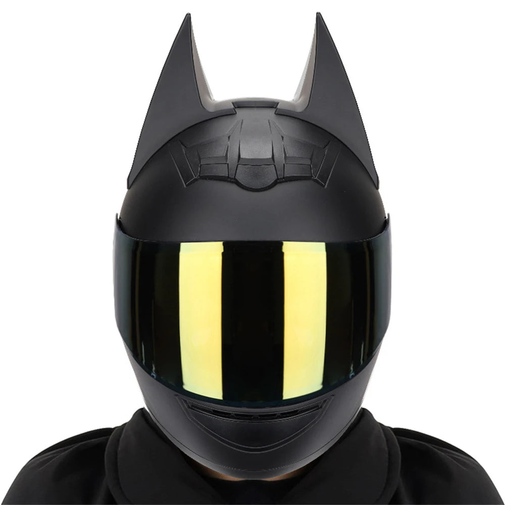 Casque de Moto Batman Plaque Doré Brillante